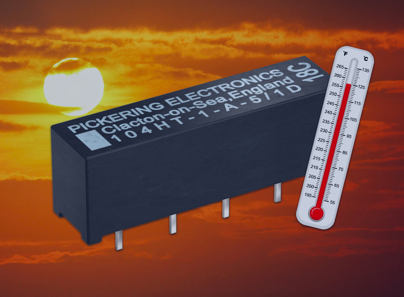 Miniature high voltage reed relay from Pickering now rated up to 150°C
